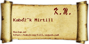 Kabók Mirtill névjegykártya